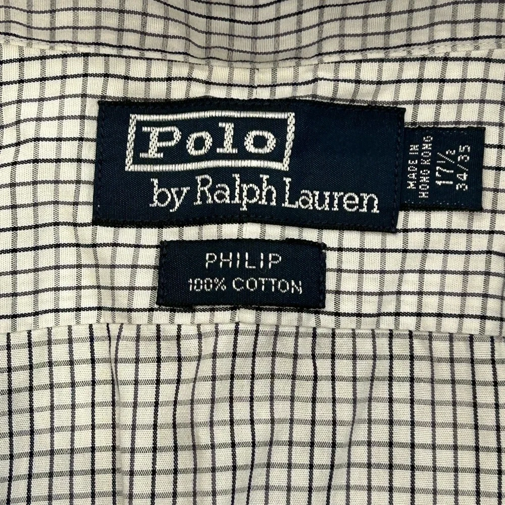 POLO by Ralph Lauren Philip Navy/Black Plaid Dress Shirt Button Up Collared 17.5
